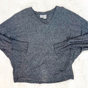 SATURDAY SUNDAY ANTHROPOLOGIE BLACK FLECK KIMONO SLEEVE V-NECK SHIRT SZ XS